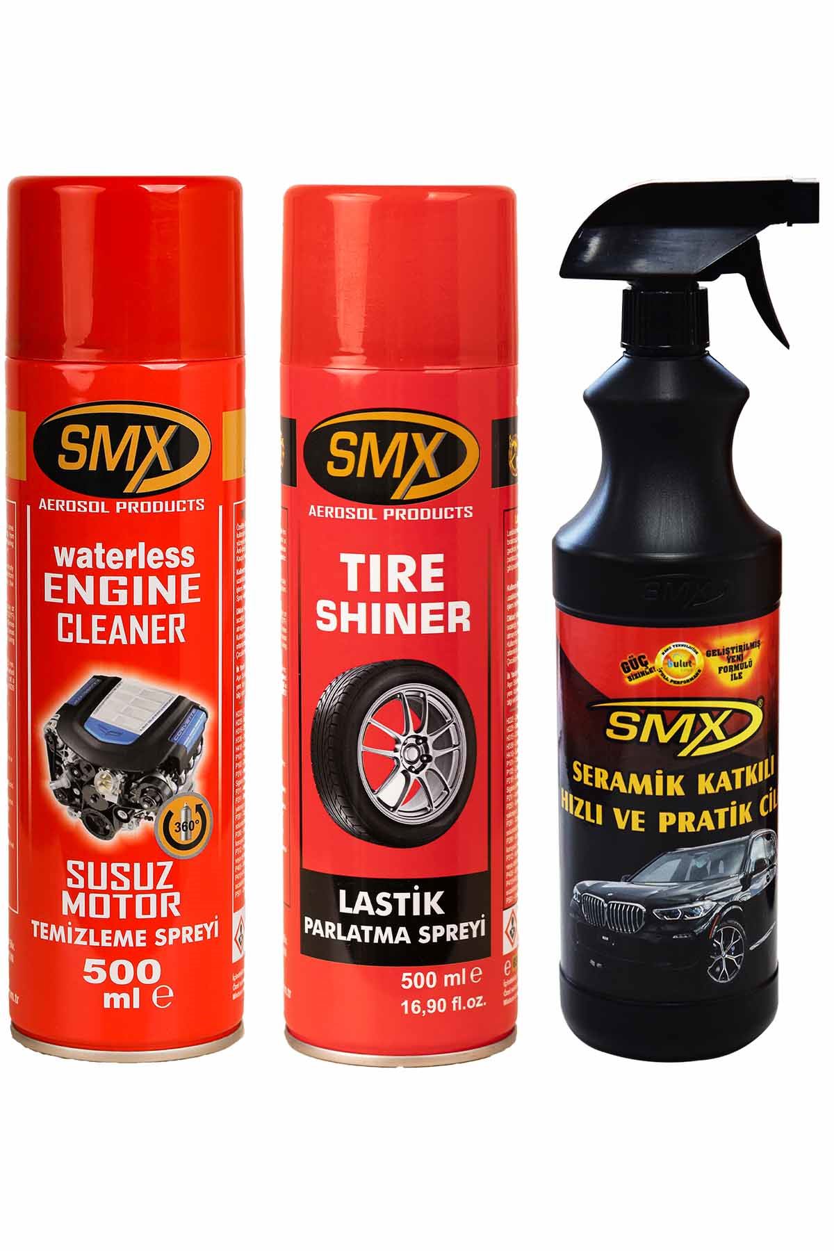 SMX Susuz Motor Temizleme Spreyi / Lastik Parlatıcı / Seramik Cila / Hızlı Cila / Pratik Cila
